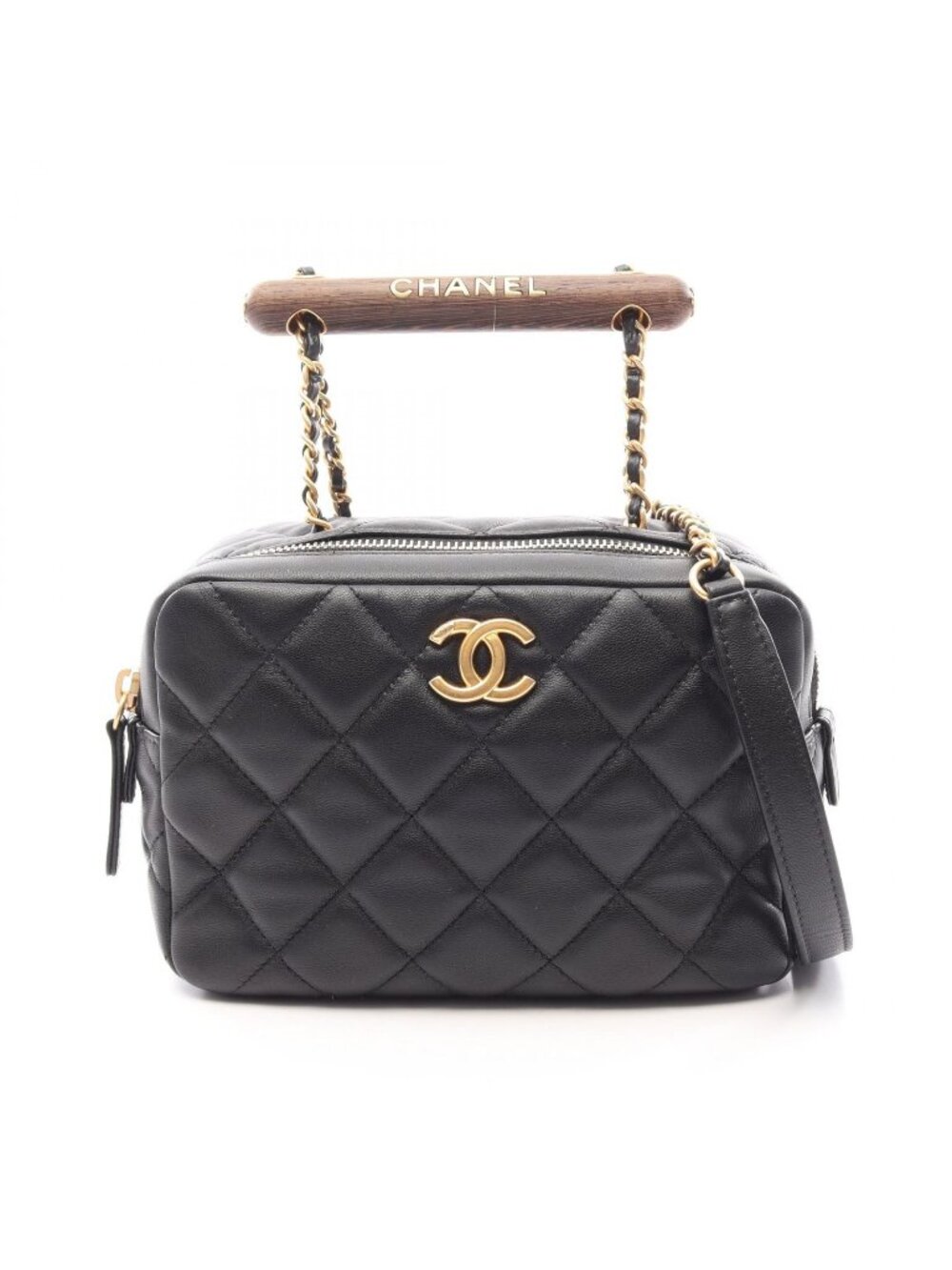 Chanel Shoulder Bag Quilted Mini Bow Black Lambskin